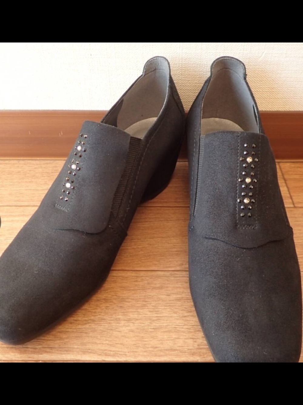 Japanese Premium t.inaba PENDOLINO Black Women's Suede Shoes with Stud US8